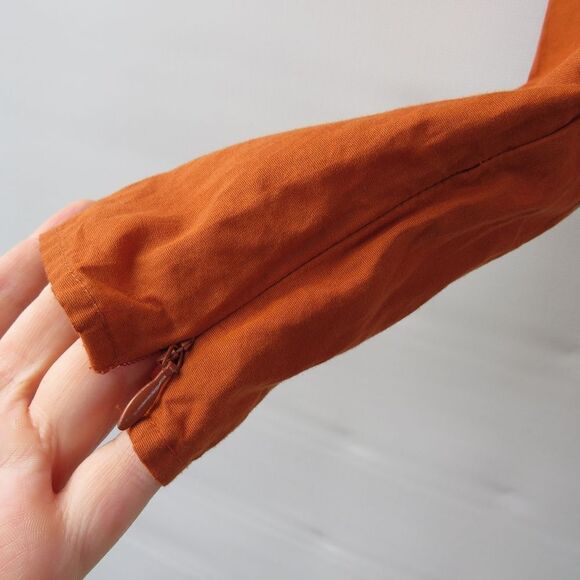 WeWoreWhat Womens Small Bisou Burnt Orange Puff Sleeve Tie Front Crop Blouse - Picture 14 of 16